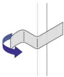 Abstract diagram showing a curved arrow with blue directional arrow, no text or symbols present