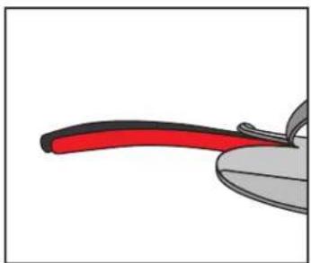 Illustration of a red-handled tool interacting with a gray surface (no text or symbols)