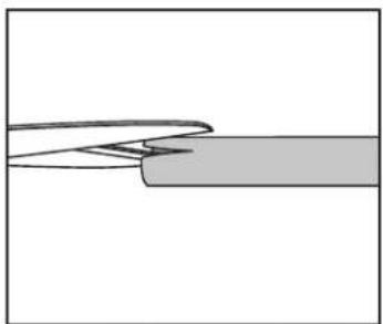 Pure diagram of a tool interacting with a surface, no text or symbols present