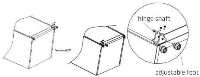 hinge shaft adjustable foot