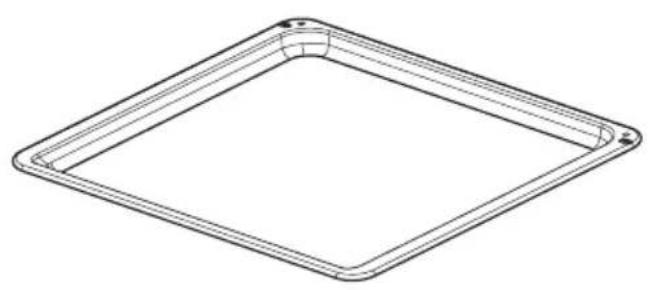 Isometric line drawing of a square frame with rounded corners and a small central hole (no text or symbols)