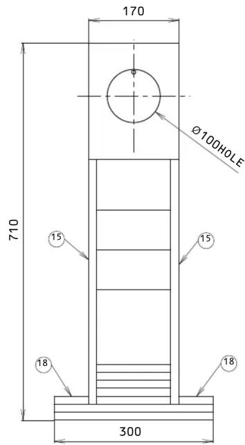 170 TROU DE Ø100 710 15 15 18 18 300