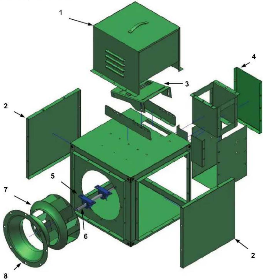 Exploded view diagram of a mechanical assembly with numbered components for identification