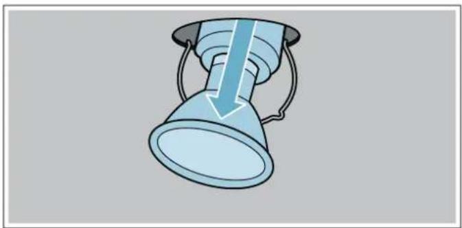 Illustration of a funnel with a blue arrow indicating downward motion (no text or symbols)