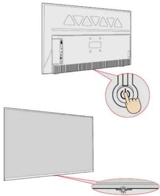 TCL 32D200 - 本体の電源ボタンを押す。 - 1