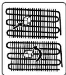 Diagram of two coiled heat exchangers with heat transfer arrows (no text or labels)