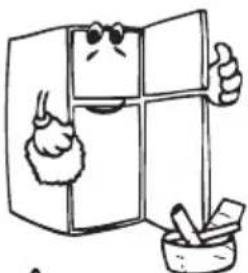 Cartoon illustration of a smiling refrigerator with sunglasses and a mortar, giving thumbs up (no text or symbols)