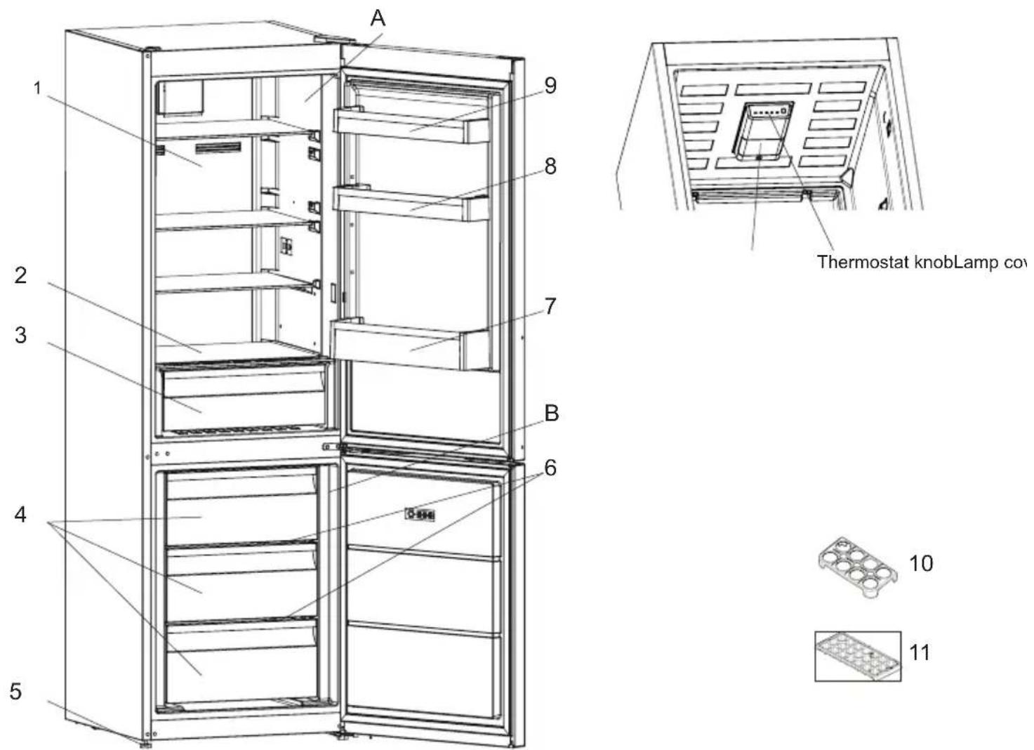 VESTFROST VCF 20180 NoFrost - PARTS OF THE APPLIANCE AND THE COMPARTMENTS - 1