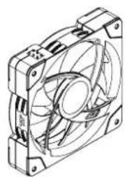 Technical line drawing of a mechanical fan or compressor unit (no text or symbols)