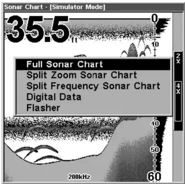 Sonar Chart - [Simulator Mode] 35:5 ft Full Sonar Chart Split Zoom Sonar Chart Split Frequency Sonar Chart Digital Data Flasher 200kHz 60 40 50 60 2x 4x