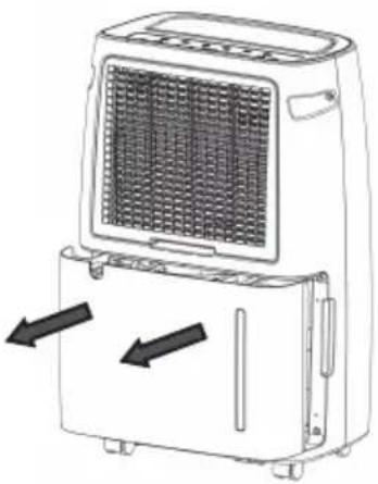 Line drawing of a portable air conditioner unit with heat exchangers and ventilation grilles (no text or symbols)