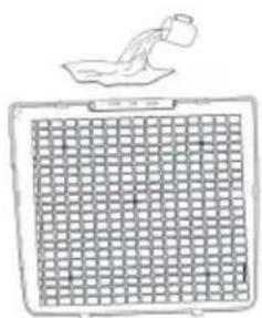 Simple line drawing of a grid-patterned object with a small figure above it (no text or symbols)