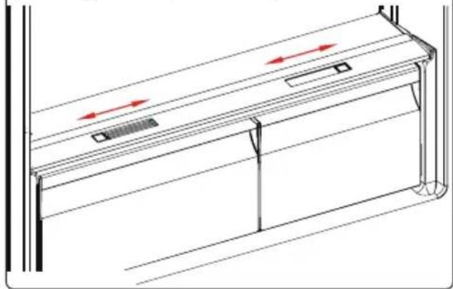 Technical line drawing of a cabinet or rack with directional arrows indicating movement (no text or symbols)