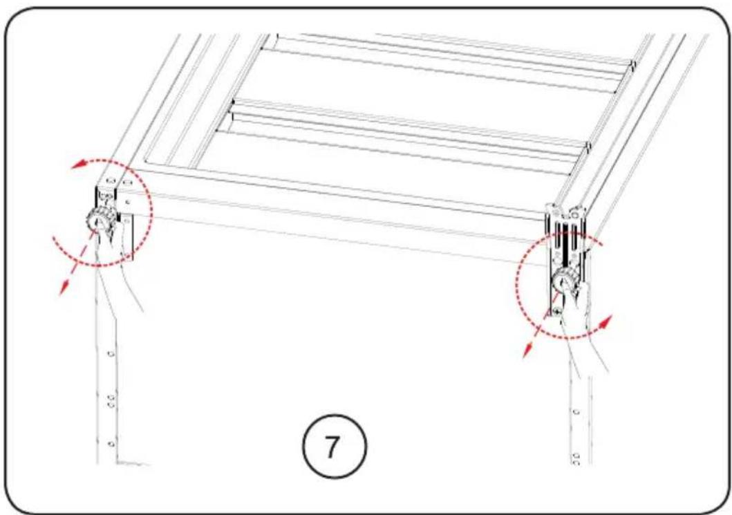 Technical diagram showing mechanical assembly with labeled components and directional arrows, marked as figure 7.