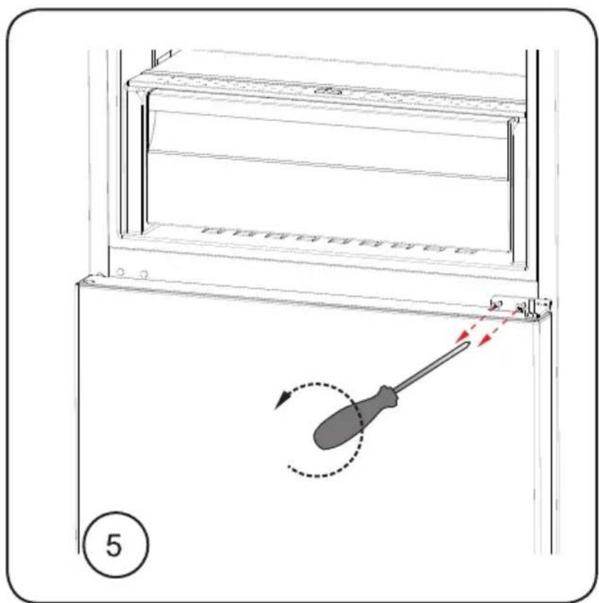 Diagram showing a screwdriver interacting with a rack-mounted device, no text or symbols present.
