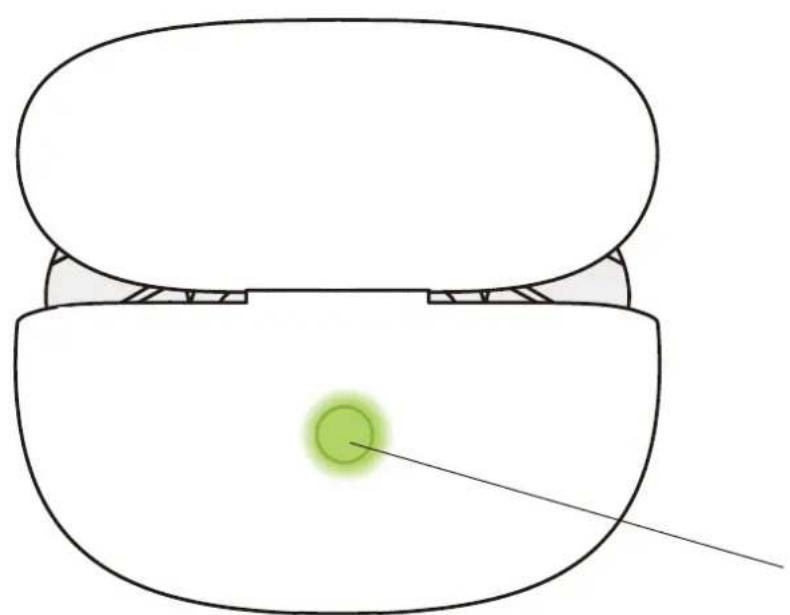 Simple line drawing of a device with a green circular component and a pointer, no text or symbols present.