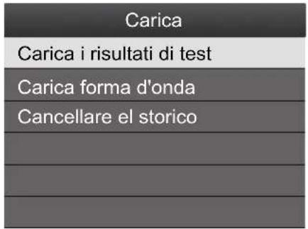 Carica Carica i risultati di test Carica forma d'onda Cancellare el storico