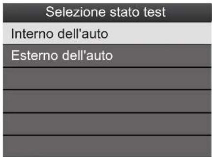 Selezione stato test Interno dell'auto Esterno dell'auto