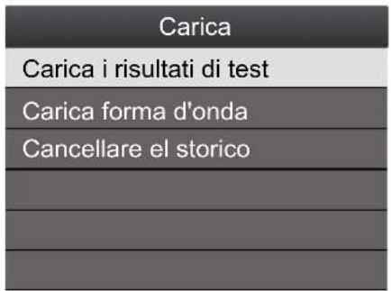 Carica Carica i risultati di test Carica forma d'onda Cancellare el storico