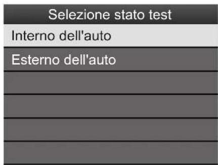 Sezione stato test Interno dell'auto Esterno dell'auto