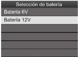 Selección de batería Bateria 6V Batería 12V