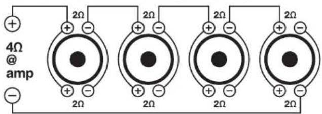4Ω @ amp + - 2Ω + - 2Ω + - 2Ω + - 2Ω + - 2Ω + - 2Ω - 2Ω 2Ω 2Ω 2Ω 2Ω 2Ω