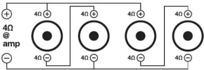 4Ω @ amp 4Ω + - 4Ω + - 4Ω + - 4Ω + - 4Ω + - 4Ω +