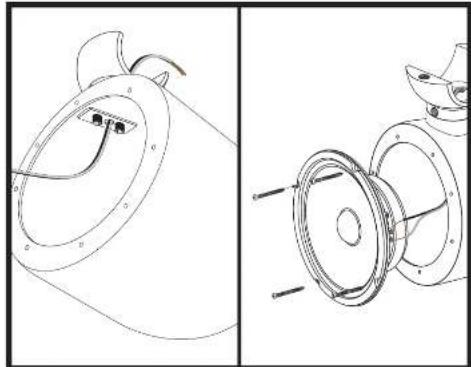 Technical line drawing of a mechanical component with two views: top shows internal circular features, bottom shows flanged circular components (no text or symbols)