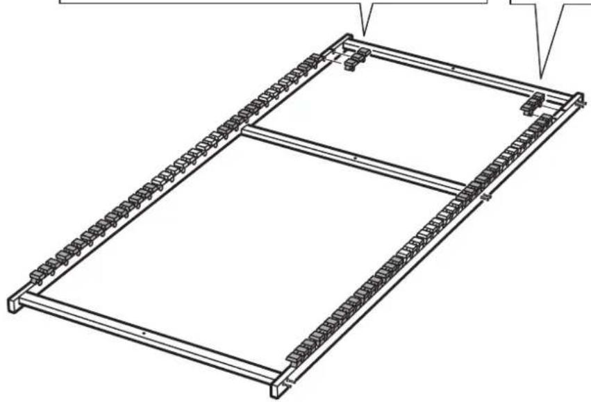 Dessin technique au trait d'un cadre rectangulaire avec des maillons de chaîne intégrés (sans texte ni symboles).