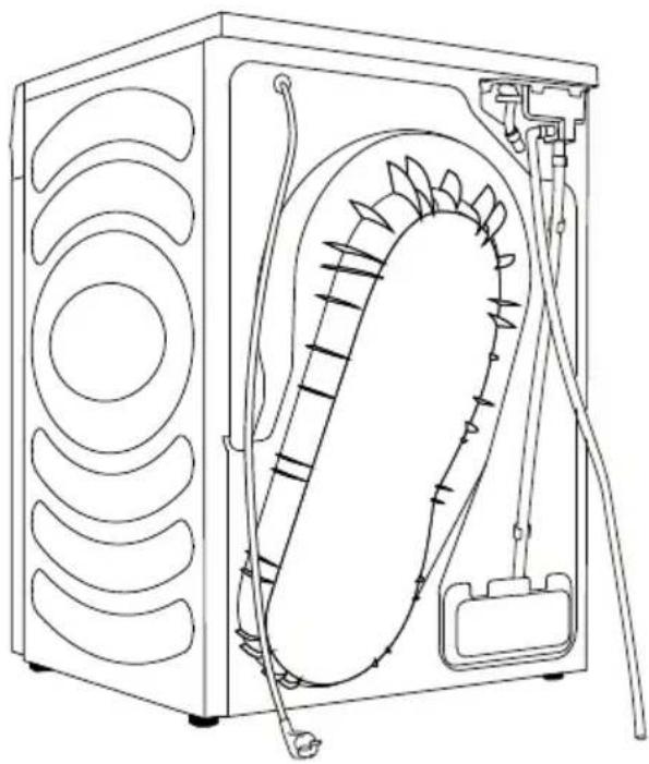 Technical line drawing of a mechanical device with internal components and wiring (no text or symbols).