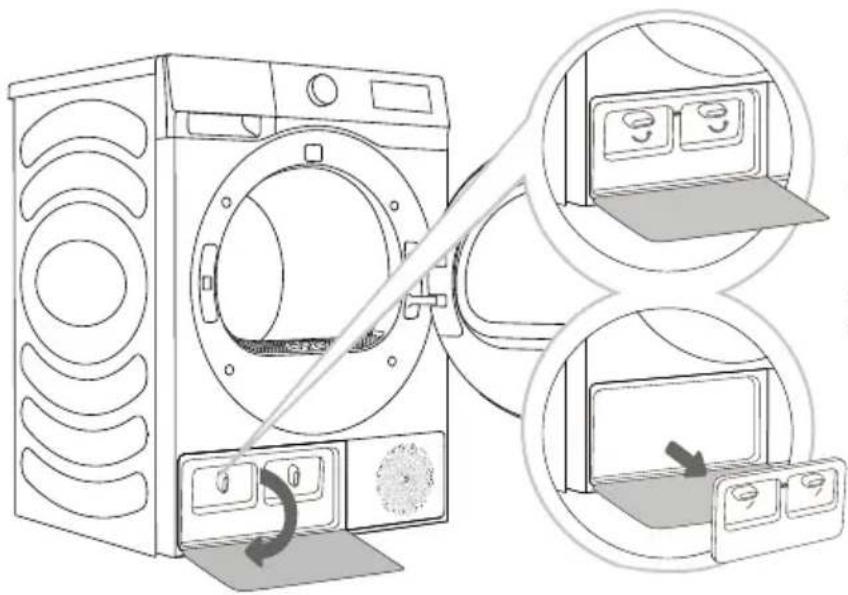 Diagram showing washing machine operation with labeled components and directional arrows indicating motion