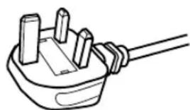 Line drawing of a plug with three pins, no text or symbols present