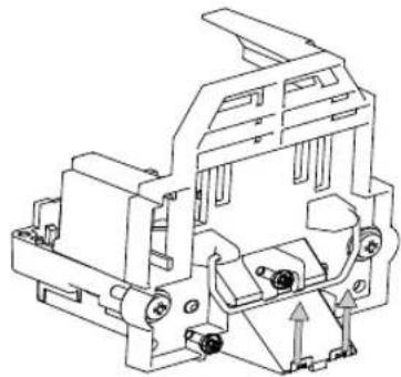 Technical line drawing of a mechanical component with mounting holes and internal channels (no text or symbols).
