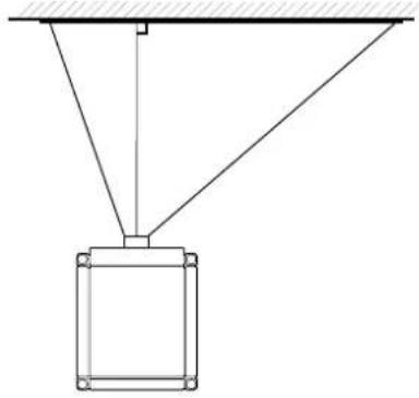 Simple line drawing of a suspended rectangular frame with diagonal lines and support beams (no text or symbols)