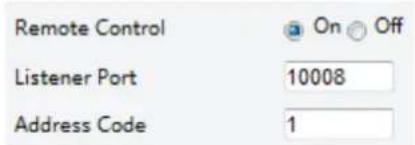 Remote Control Listener Port 10008 Address Code 1
