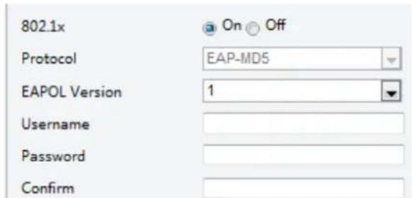 802.1x On Off Protocol EAP-MD5 EAPOL Version 1 Username Password Confirm