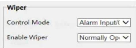 Wiper Control Mode Alarm Input/✓ Enable Wiper Normally Op✓