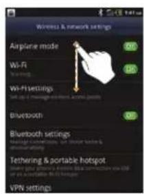 Wireless & network settings Airplane mode Wi-Fi Bluetooth Wi-Fi settings Get up a network network access point Bluetooth Bluetooth settings Get up a network network access point Tethering & portable hotspot