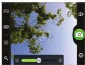 Photo editing interface showing camera adjustment with progress bar and lock icons (no readable text or symbols)