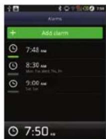 Alarms + Add alarm 7:48 AM 8:30 AM 9:00 AM 7:50 AM