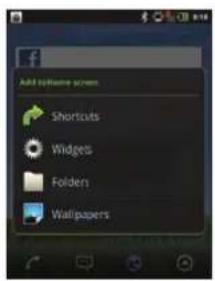 Add software screen Shortcuts Widgets Folders Wallpapers