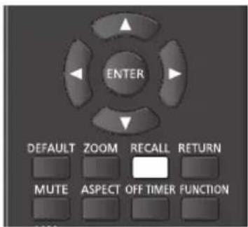 ENTER DEFAULT ZOOM RECALL RETURN MUTE ASPECT OFF TIMER FUNCTION