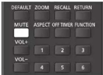 DEFAULT ZOOM RECALL RETURN MUTE ASPECT OFF TIMER FUNCTION VOL+ 1 2 3 VOL- 4 5 6