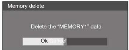 Memory delete Delete the "MEMORY1" data Ok Cancel