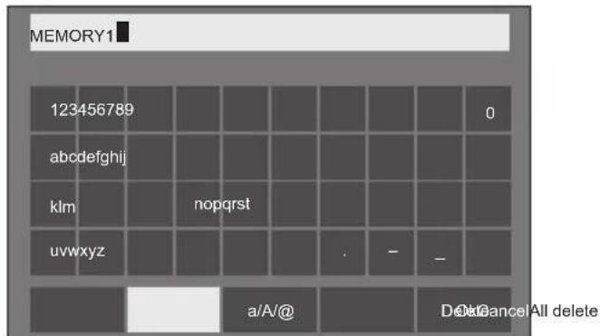 MEMORY1 123456789 0 abcdefghijklmnopqrstuvwxyz klm nopqrst . - - a/A@ Delete All delete