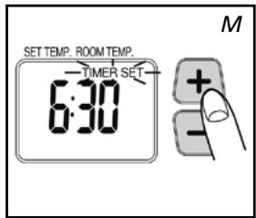 SET TEMP. ROOM TEMP. TIMER SET 6:30 M