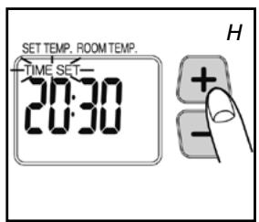 SET TEMP. ROOM TEMP. TIME SET 20:30 H + - -
