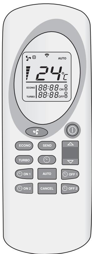 AUTO 24°C ECONO 88:88 ON ⑨ TURBO 88:88 OFF ⑩ ECONO SEND TURBO ON 1 AUTO OFF 1 ON 2 CANCEL OFF 2