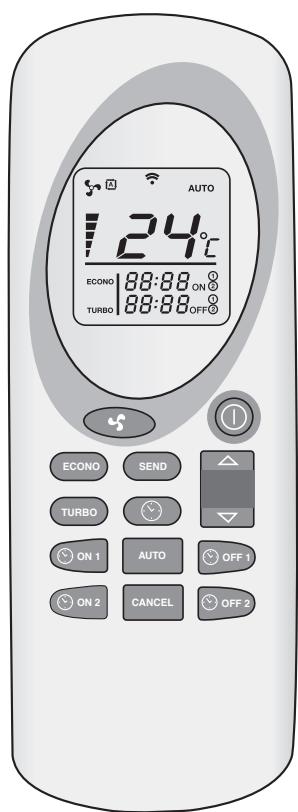 AUTO 24°C ECONO 88:88 ON TURBO 88:88 OFF ECONO SEND TURBO ON 1 AUTO OFF 1 ON 2 CANCEL OFF 2
