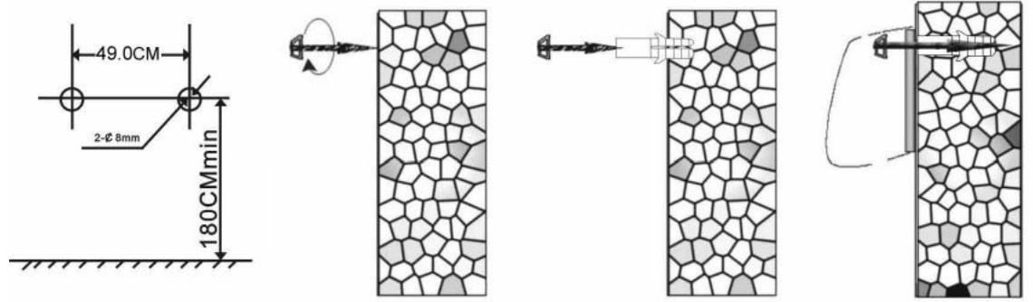 49.0CM 2-Ø 8mm 180CMmin